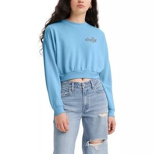NWT Levi’s Women’s SilverTab Laundry Day Graphic Cropped Blue Sweatshirt